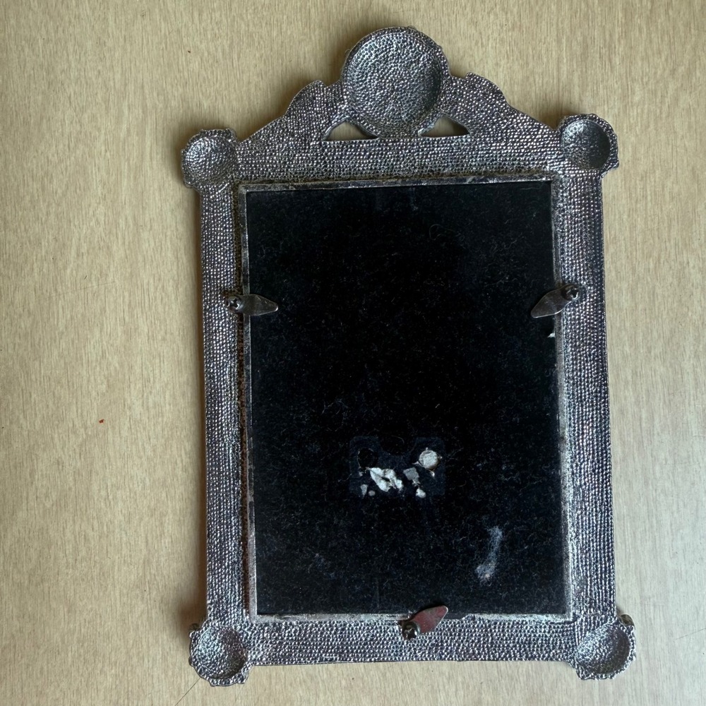Picture Frame Unisex 3.5x5 Silver Black Jeweled Victorian Broken Back Stand - Picture 2 of 4
